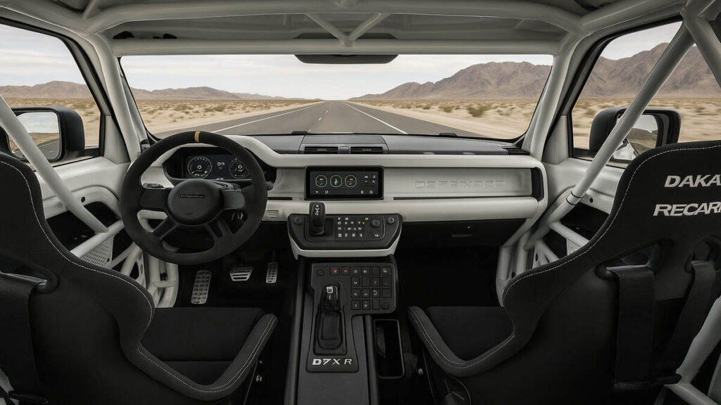 Defender Dakar D7XR white interior view.