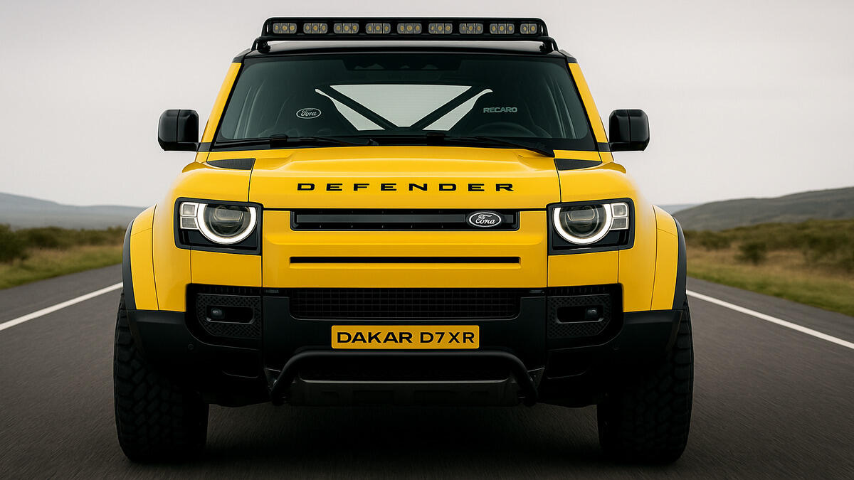 Defender Dakar D7XR front view in new colour.