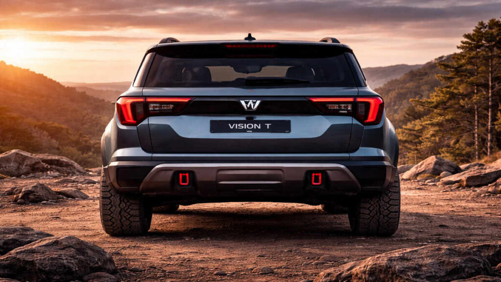 Mahindra Vision T concept SUV rear view in blue color